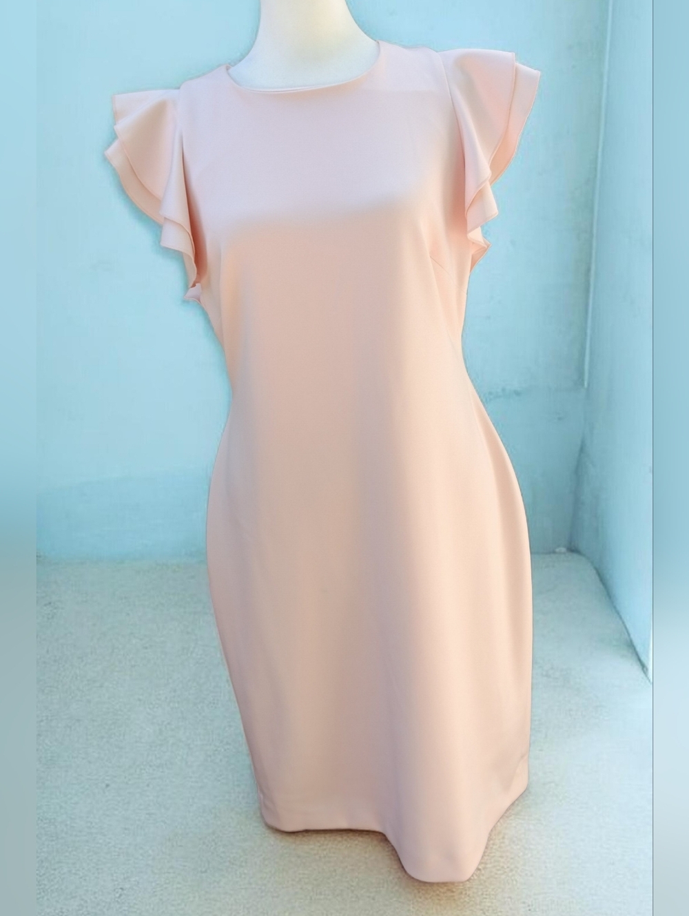 Tommy Hilfiger Light Pink Ruffle Sleeve Midi Dress